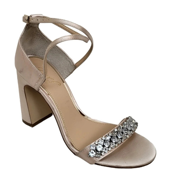 Jewel Badgley Mischka Penny Crystal Embellished Block Heel - Picture 1 of 6